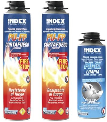 2x Brandschutzschaum B1 750ml inkl. Reiniger, schwer entflammbar, feuchtigkeitshärtend, PU Pistolenschaum Montageschaum Bauschaum, Füll- und Dämmschaum, Dämmstoffkleber