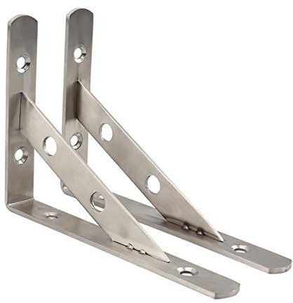 2 Stück Edelstahl Regalträger Schwerlastträger Metall Regal Halterung 90 Grad Winkelkonsole Wandkonsole Regalwinkel Regalhalter Dreieckige Halterung,für Bücherregal Lagerregal(250mm*150mm)