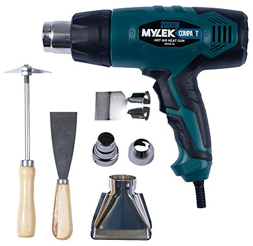 MYLEK Hot Air Heat Gun 2000W - Professional Handheld DIY Crafting, Paint Stripper, Varnish Stripping, Shrinking PVC, Wrapping, Embossing, Thawing, Bending, 2 Modes Max 650°C, 6 PCE Accessory Kit