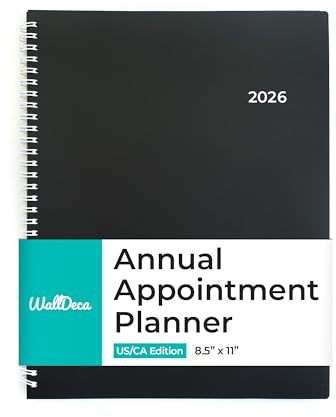 WallDeca Appointment Planner 2026, Agenda Planner With Weekly And Monthly View, Daily Agenda Book And Yearly Planners Calendar Book, Spiral Bound With Day Timer, Notes, Goals, Holidays (8.5 x 11 in)