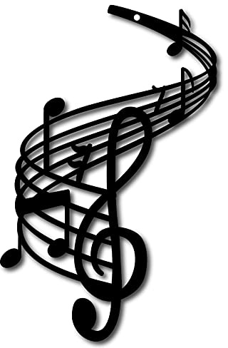 CREATCABIN Decorazione da Parete in Metallo Notazione Musicale Chiave Violino Scultura da Appendere Nera Natale Halloween Casa Soggiorno Asilo Nido Musica Danza Indoor Outdoor Garden 7 x 11,(5) cm