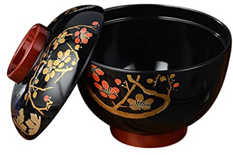 Hemoton Miso Suppenschüssel mit Deckel, japanische Melamin-Nudelschale, Reisschale, Snackschale, Dessertschale, Vorspeisen, Schüssel für Zuhause, Restaurant, 11 cm