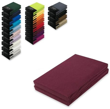EXKLUSIV HEIMTEXTIL Doppelpack Jersey Spannbettlaken 90-100 x 200 cm Bordeaux