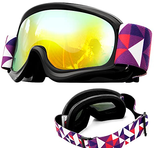 Tyuodna Lunettes de ski pour enfant, protection 100 % UV, antibuée, masque de ski, snowboard, lunettes de ski à double lentille pour garçons et filles de 3 à 12 ans, pour cyclisme, équitation,