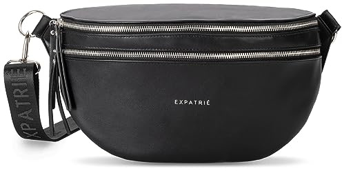 Expatrié Bauchtasche Damen Schwarz - Alice Large - Gürteltasche für Festival, Reisen & Alltag aus Veganem Leder - Brusttasche Stylisch - Wasserabweisend