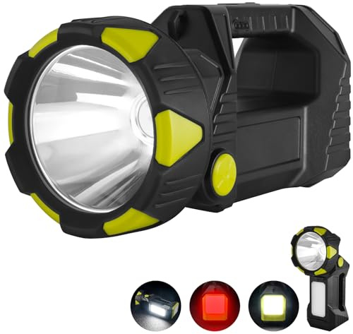 flintronic LED-campinglampa, 1 000 lumen uppladdningsbar handlampa, 8 ljuslägen LED-lykta, vattentät sökljus med USB-kabel, 4 800 mAh batterilampa powerbank för camping, nattfiske, jakt