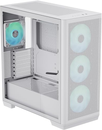 APNX Creator C1 Mid Tower PC Case - White, Tempered Glass, High Airflow Design