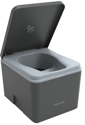 TRELINO EVO S Antracita, 39 x 33 x 29,6 cm, baño seco con Separador, WC portátil para Camping y Uso al Aire Libre, Inodoro seco para Furgonetas y autocaravanas, sin Agua ni Productos químicos