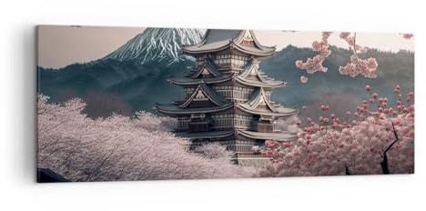 ARTTOR Cuadro sobre Lienzo 140x50cm Panorámico Arquitectura Botánica - 5734 | Asia Japón japonés Cuadro Decorativo Grande Arte mural Decoración del Hogar Salón Dormitorio Cocina Oficina Cuadros de Pared