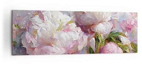 ARTTOR Bilder auf Leinwand 160x50cm Wandbild Botanik Blumen - 5975 | Pfingstrosen Klassizismus Panorama Groß XXL Wanddekoration Wohnzimmer Schlafzimmer Wanddeko Wand Kunstdruck Wandkunst ARTTOR