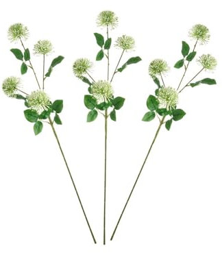 FloristryWarehouse Lote de 3 flores artificiales de lirio o Scadoxus (72 cm, 3 unidades), color blanco