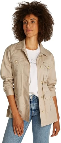 Tommy Hilfiger Donna Giacca-Camicia Gold Button Utility con Taschini sul Petto, Beige (Sandalwood), XL