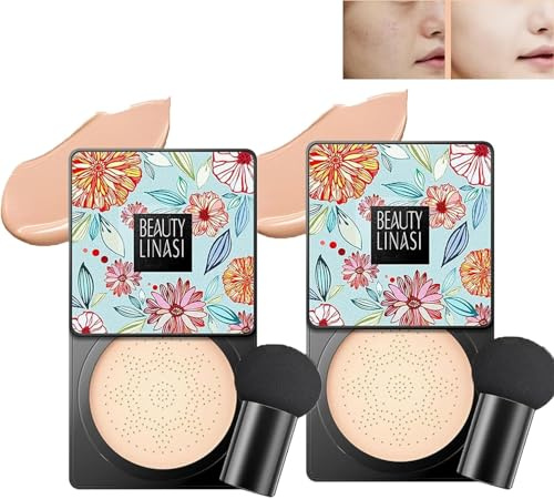 Lasuify Mushroom Head Air Cushion CC Cream,Foundation BB Cream Face Make Up,Lasuify Cc Cream Concealer,Long-Lasting Matte Waterproof Moisturizing Concealer Beauty (Natural*2)