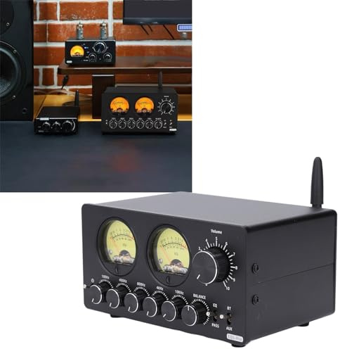 5 Band EQ Preamp Equalizer, Bluetooth 5.0 Car Audio Graphic Equalizer with VU Meter, Balanced EQ Audio Preamp with Stereo 3.5mm AUX Input and Output for Home Stereo Car