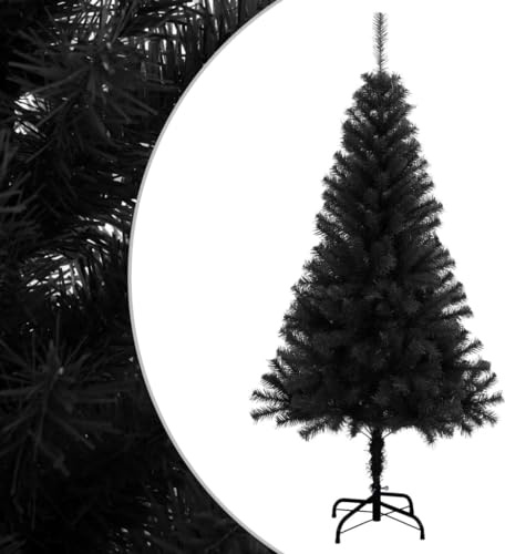 INLIFE Sapin de Noël Noir Artificiel 120 cm avec Support en Acier - Faux Sapin PVC Réutilisable pour Décoration Intérieure et Extérieure - 230 Pointes