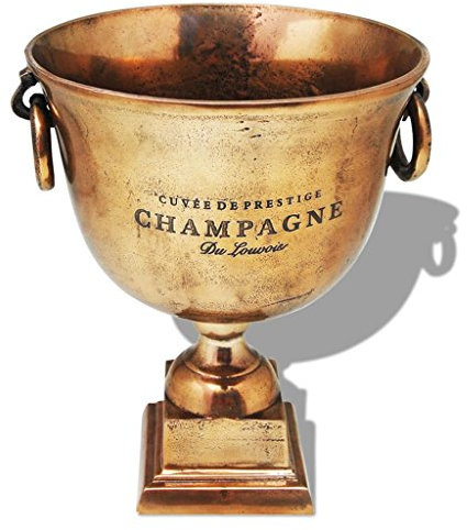 Brokky Trofeo Coppa Champagne Cooler Rame Marrone-Raffreddatore per Champagne - Secchio refrigerante per Spumante, Vino e Champagne - Nobile raffreddatore di Ghiaccio per Occasioni Speciali