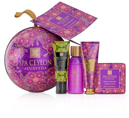 Spa Ceylon Orchid Paradise Island Treats Royal Orchid 4pc | Hand Cream 10g | Luxury Soap 50g | Hand & Body Lotion 30ml | Lip Balm 8g | Ideal for Beauty Gifts | Travel Set | Mini BodyCare Set