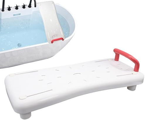 Sedile sospeso per vasca da bagno per anziani, panca di trasferimento, asse da bagno regolabile, sedile antiscivolo per vasca da bagno, stabile, design della maniglia per anziani, disabili