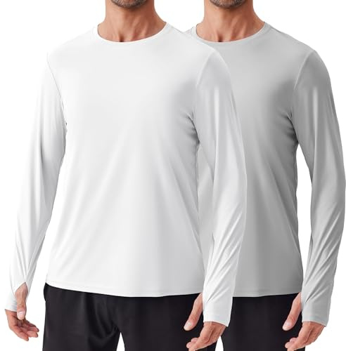 PINSPARK - Pack de 2 Camisetas de Manga Larga para Hombre con protección Solar UV UPF 50+ para Surf, natación y Running