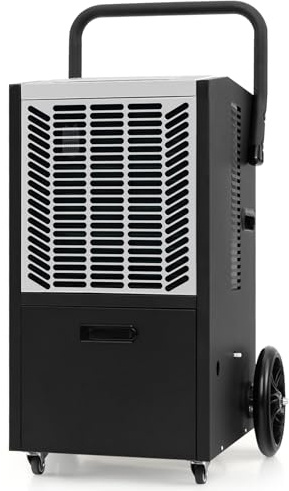 HOMFME Commercial Dehumidifier, Portable Compressor Dehumidifier with 24H Timer, Auto Defrost, Memory Restart, Industrial Building Dryer for Basement Warehouse (White, 66L/Day, 45 x 43 x 81cm) | Portable Compressor Dehumidifier with 24H Timer, Auto Defrost, Memory Restart, Industrial Building Dryer