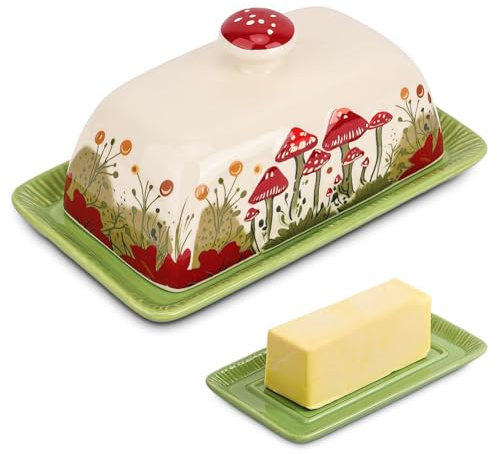 Butterdose, Butterdose aus Porzellan mit Deckel, Butterdoses Keramik für Alle Gängigen Butter (250gr) , Butterschale Porzellans, Butterfass, Butterdoses Porzellan, Butterbox für Haushalt und Küche