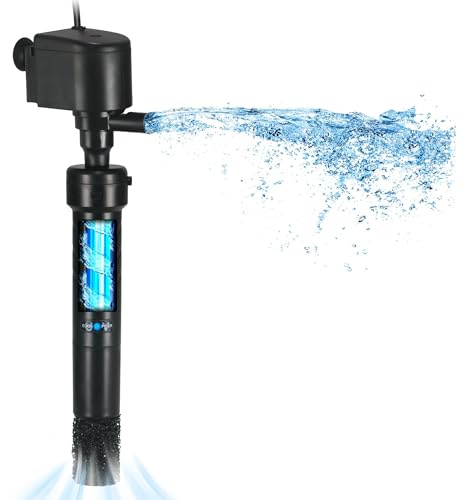 Tararium 1200L/H Aquarium Filter Pump with 5W U-V Light for 120-400L Fish Tanks, Submersible Internal Filter with Oxygenation & Flow System for Tropical & Coldwater Aquariums