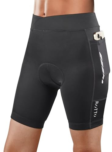 ROTTO Pantalones Cortos de Ciclismo para Mujer Acolchados con Relleno de Esponja y Gel con Bolsillos para Bicicleta Ciclismo de Carretera Montaña