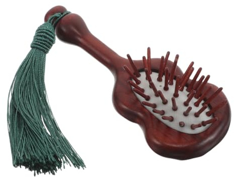 KOMBIUDA Holzbürste mit Gepolstertem Kopf für Kopfhautmassage und Entwirren von Nassem und Trockenem Haar für Damen Bananenfächer-design für Tägliche Pflege und Entspannung
