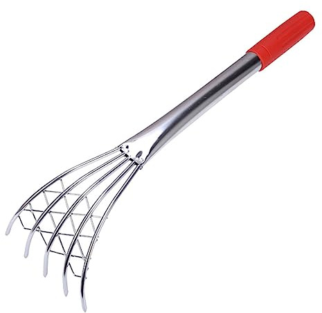 SUPVOX Rastrello per Telline in Acciaio Inossidabile con Manico e Artigli per Scavare Spiaggia, Strumento per Pesca e Raccolta di Conchiglie