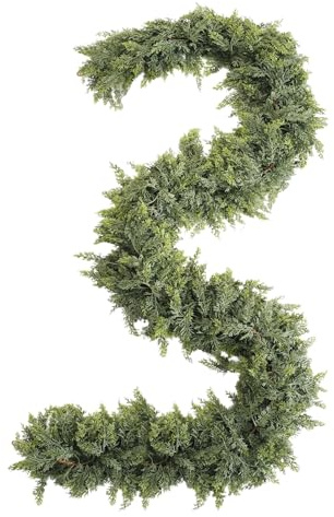 Christmas Cypress Branch Garland, Green Cypress Garland Wreath Ornaments | Reusable Winter Holiday Vine Decor for Door Handles, Fireplace, Stairs, Indoor and
