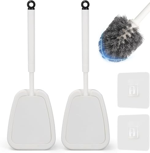 Topsky Spazzola per WC, confezione da 2 spazzole per WC con coperchio a ribalta, scoppino bianco con supporto compatto per bagno e toilette, pulizia accurata (Bianco)