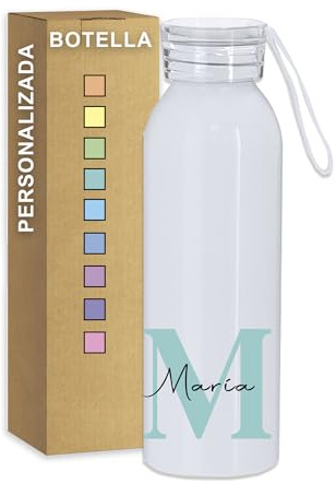 Amaeko Botella de Agua Personalizada con Inicial, Botella Personalizada con Nombre, Cantimplora Personalizable, Termos Personalizados, Regalos Personalizados