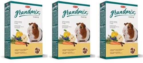 Padovan – Grandix Cavie. Mangime composto per cavie (porcellini d’India), cincillà e degù 850gr. Kit 3 pezzi