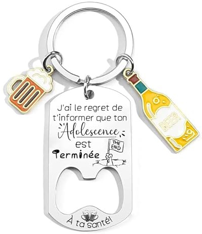 Cadeau Anniversaire Amusante Porte-clés Pour Fille Ou Fils–ADOLESCENCE EST TERMINÉE–Porte-clés D'Anniversaire 20e Anniversaire Pour Homme Et Femme–20 Ans Cadeau Décapsuleur