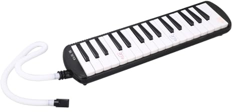 VBESTLIFE Melodica mit 32 Tasten, Blasinstrument mit Biegsamem Rohr für Anfänger, Tragbares Musikpädagogikinstrument mit Mundstück (BLACK)