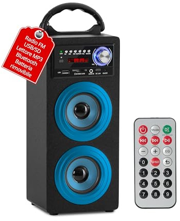 McGrey BS-20 Beachside Bluetooth Altavoz Azul, Highlights, 7V y 1020 mAh | Altavoz Bluetooth con batería, Ranuras USB/SD para reproducción MP3 y entrada AUX, Búsqueda automática de emisoras, 5 mm)