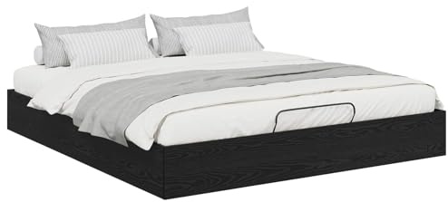 vidaXL Ottoman Bed Frame Black Oak 203 x 160 x 25 cm Engineered Wood