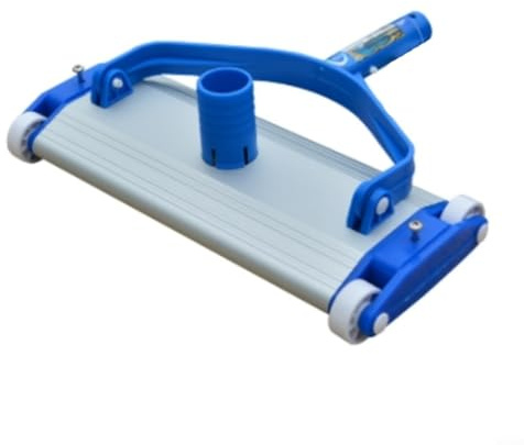 Testa aspirante per piscina da 35,6 cm, con corpo in alluminio e spazzola, adatta per tubo standard da 3,8 cm, connettore girevole per una facile manovrabilità, per pareti della piscina interrate