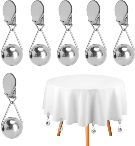 JYYWTSI 6 Pièces Poids pour Nappe, Poids Nappe, Poids Nappe de Table Exterieur Métal Lourd Antirouille Coupe-Vent avec Clips pour Jardin Camping Mariage Balcon