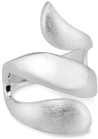 Vinani Damen Ring aus 925 Sterling Silber – Gedrehter Schlangenring, glänzend & gebürstet, nickelfrei und antiallergisch, handgefertigter Silberschmuck für Frauen, Geschenk