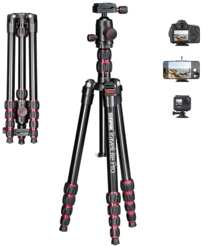 Sunpak Travellite Pro Rückseite zusammenklappbar 63 'Stativ schwarz mit roten Akzenten