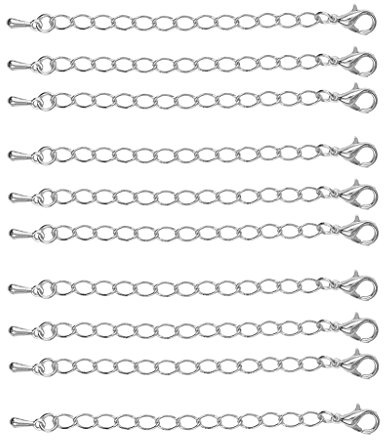 Sharplace Lot Chaînette d'Extension Rallonge avec de pour Fabrication de Bijoux - 70mm, Argent