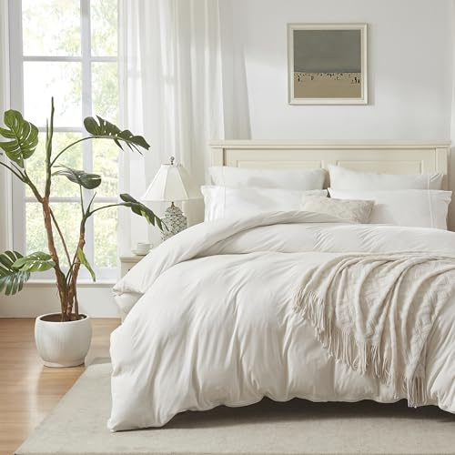 Juego de funda de edredón de algodón de punto jersey, juego de ropa de cama de punto suave, tamaño queen, juego de cama de 3 piezas, 1 funda de edredón y 2 fundas de almohada, juego de funda de