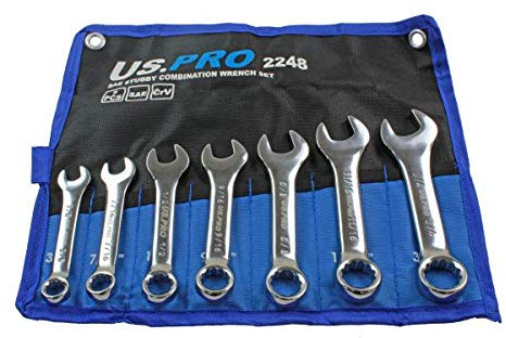 US PRO Tools 7pc SAE AF Stubby Combination Spanner Wrench Set 3/8 to 3/4-2248