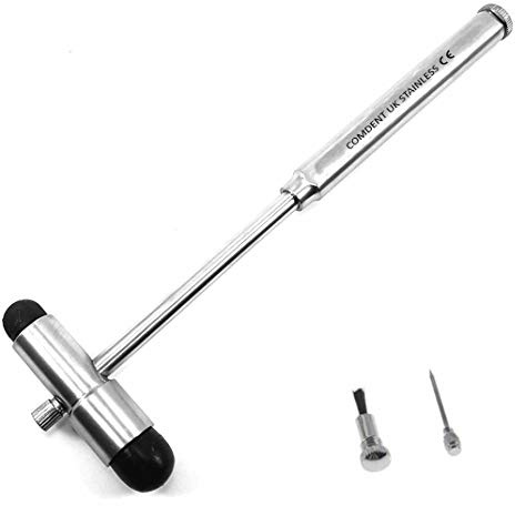 Comdent Babinsky Buck Hammer Neurologischer Reflexhammer 17,8 cm Diagnoseuntersuchung mit Stift & Bürste Edelstahl