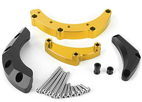 CNC Motorsturzschutz-Set,Befestigungsplatten-KIMISS Motorrad Motorgehäuseschutz Sturzpad, Aluminiumlegierung Sturzpad Schutz passend für MT-09 FJ-09 XSR900 (Gold)