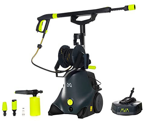 AVA Hochdruckreiniger Smart P50 XL, 130 bar, 420 L/h, 1800 W - inkl. Terrassenreiniger, Schlauchtrommel mit 6m Hockdruckschlauch, Variodüse, Dreckfräse, Hochdruckwasserpistole, Schaumdüse & Zoomlanze