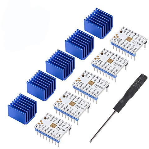 3D Printer TMC2208 Stepper Motor Driver,TMC2208 V1.2 Stepper Driver Module Carrier with Heat Sink Screwdriver for 3D Printer Controller Mother Boards Reprap Ramps1.4 MKS Prusa i3 Ender-3 Pro, 5PCS