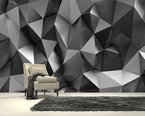 Frtmsticker Papier Peint Autocollant Murale 3D Noir Triangle Motif Papier Peint Photo 3D Enfants Chambre 3D Murale Pvc Autocollant Wall Art Garçon Fille Chambre Affiche Murale 200X100Cm