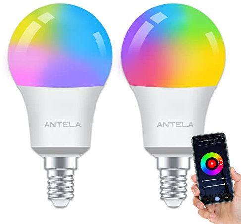 ANTELA Alexa Glühbirne E14 A60 806LM Smart WLAN LED RGB Dimmbare Birne Lampe, App Steuern Kompatibel mit Google Home, Warmweiß (2700K) Kaltweiß (6500K) Licht
